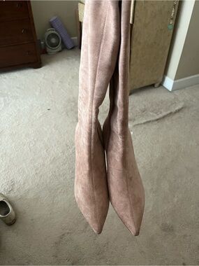 Anthropologie Blush Pointed-Toe Knee-High Suede Boots
